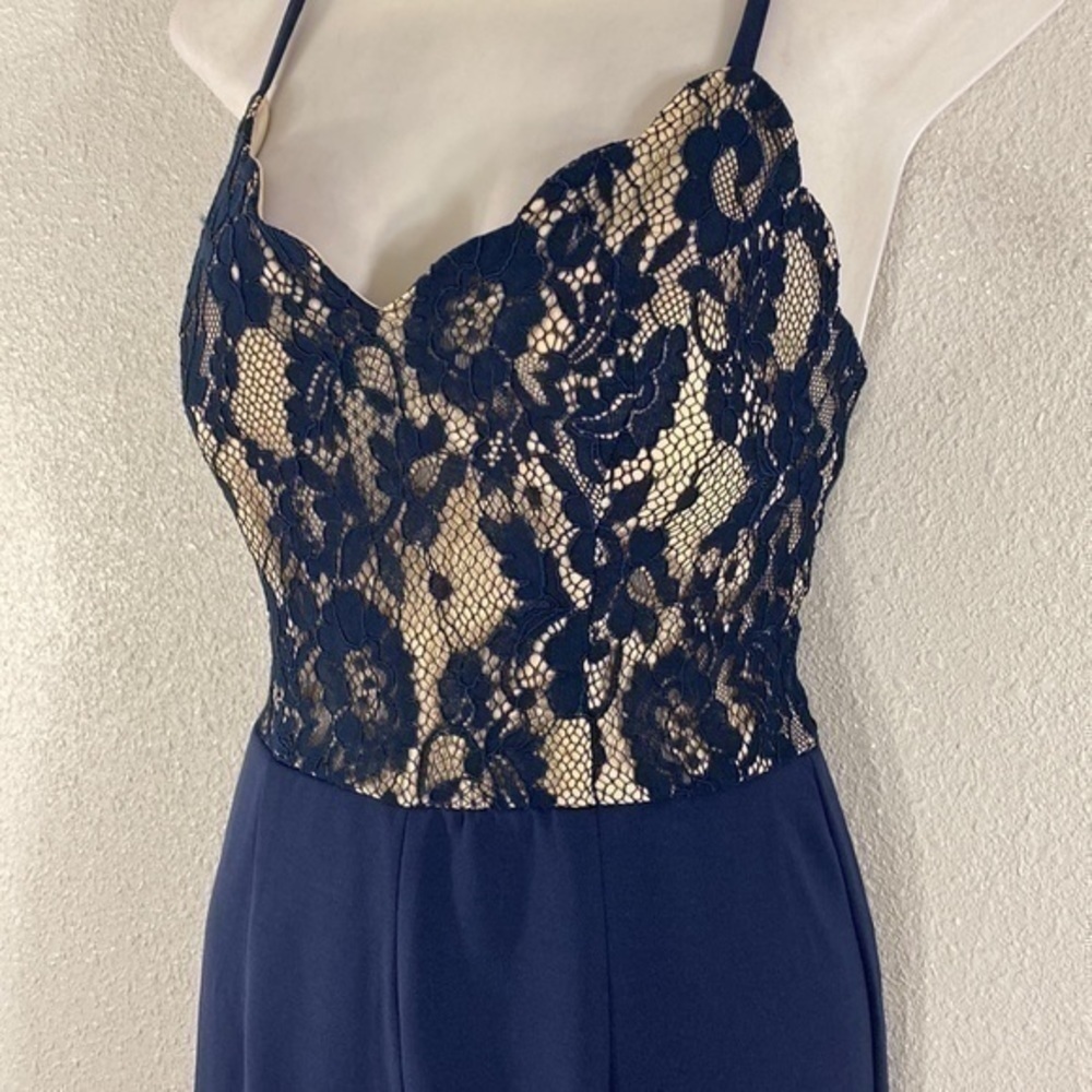 NWT Francesca’s Mi Amor Jean navy lace jumpsuit - Picture 9 of 11